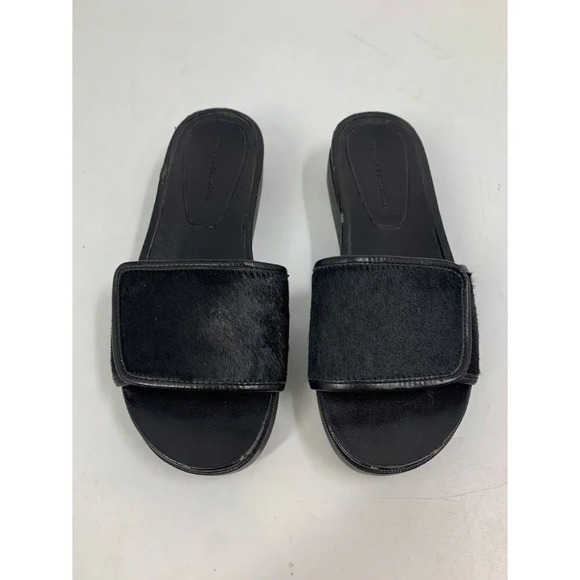 Zara Women's Furry Adjustable Strap Small Platform Slides Size 6.5 - Picture 7 of 16